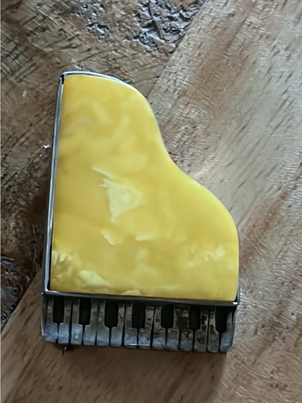 Vintage Yellow Marbled Grand Piano Brooch